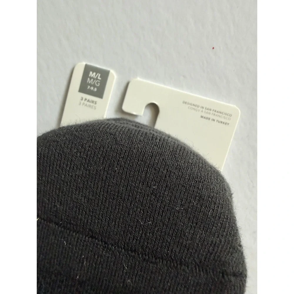New Athleta Everyday Ankle Sock Size M/L Black 3 Pairs Cotton Blend
